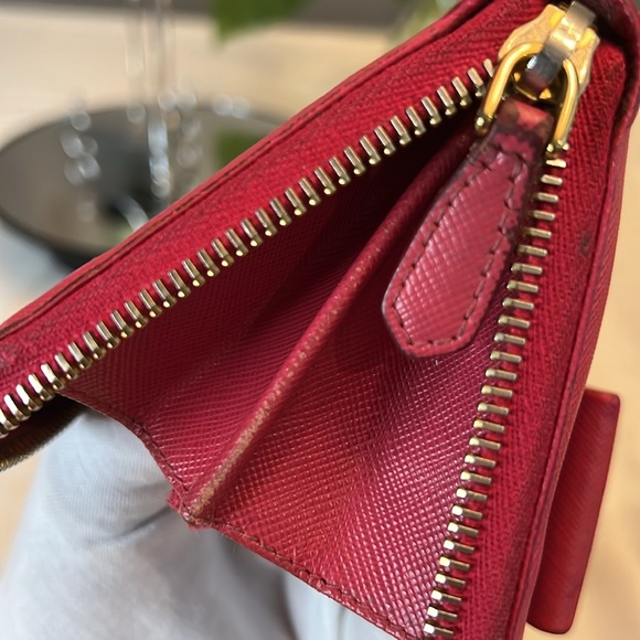 PRADA Saffiano Leather Zippy Zip Around Long Wallet with Bow | Pink | GUC - Picture 8 of 8